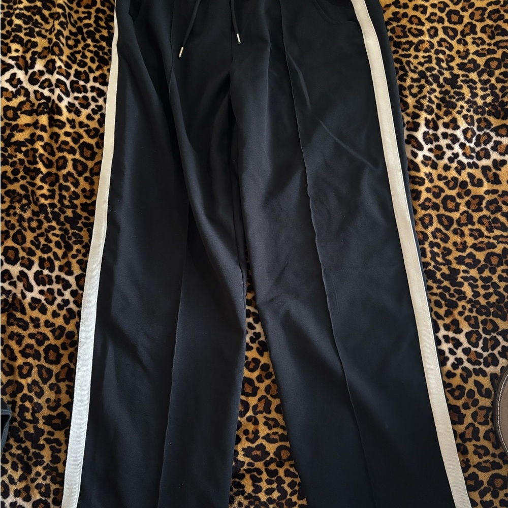 Zara Black Pants with White Side Stripes